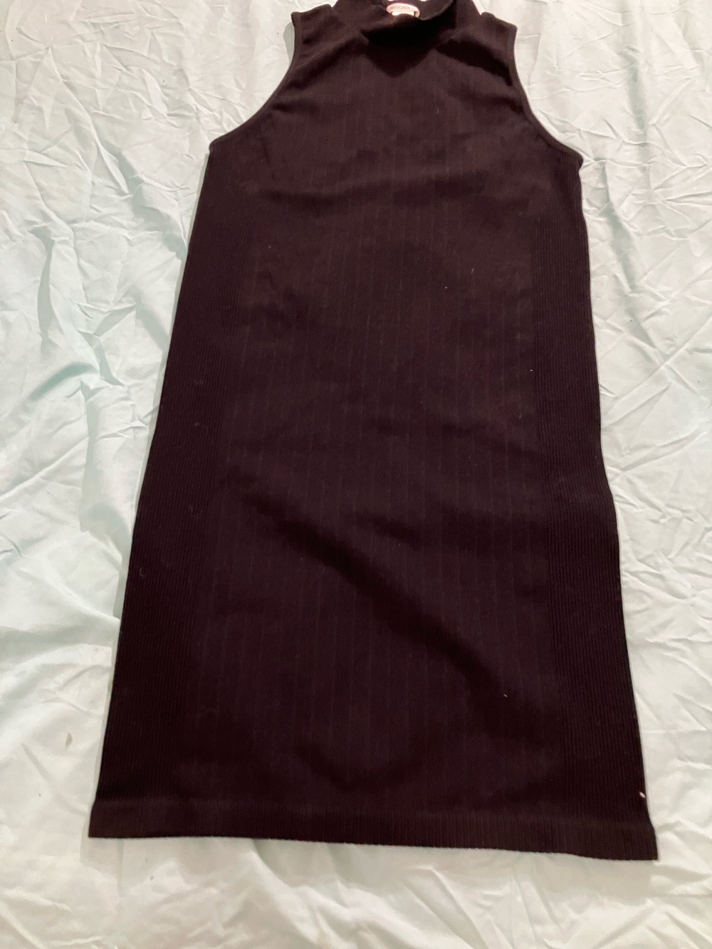 Bozzolo Black Ribbed High-Neck Mini Dress